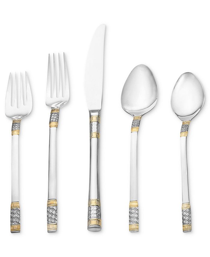 Wallace Flatware 18 10 Corsica Gold Accent 65 Pc Set Service For 12 Reviews Dining Macy S - Wallace 18 10 Stainless Steel Flatware Patterns