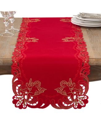 Saro Lifestyle Embroidered Angel Cherub Design Christmas Table Runner ...