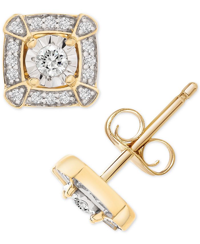 Macy's Diamond Miracle Plate Square Halo Stud Earrings (1/4 ct. t.w