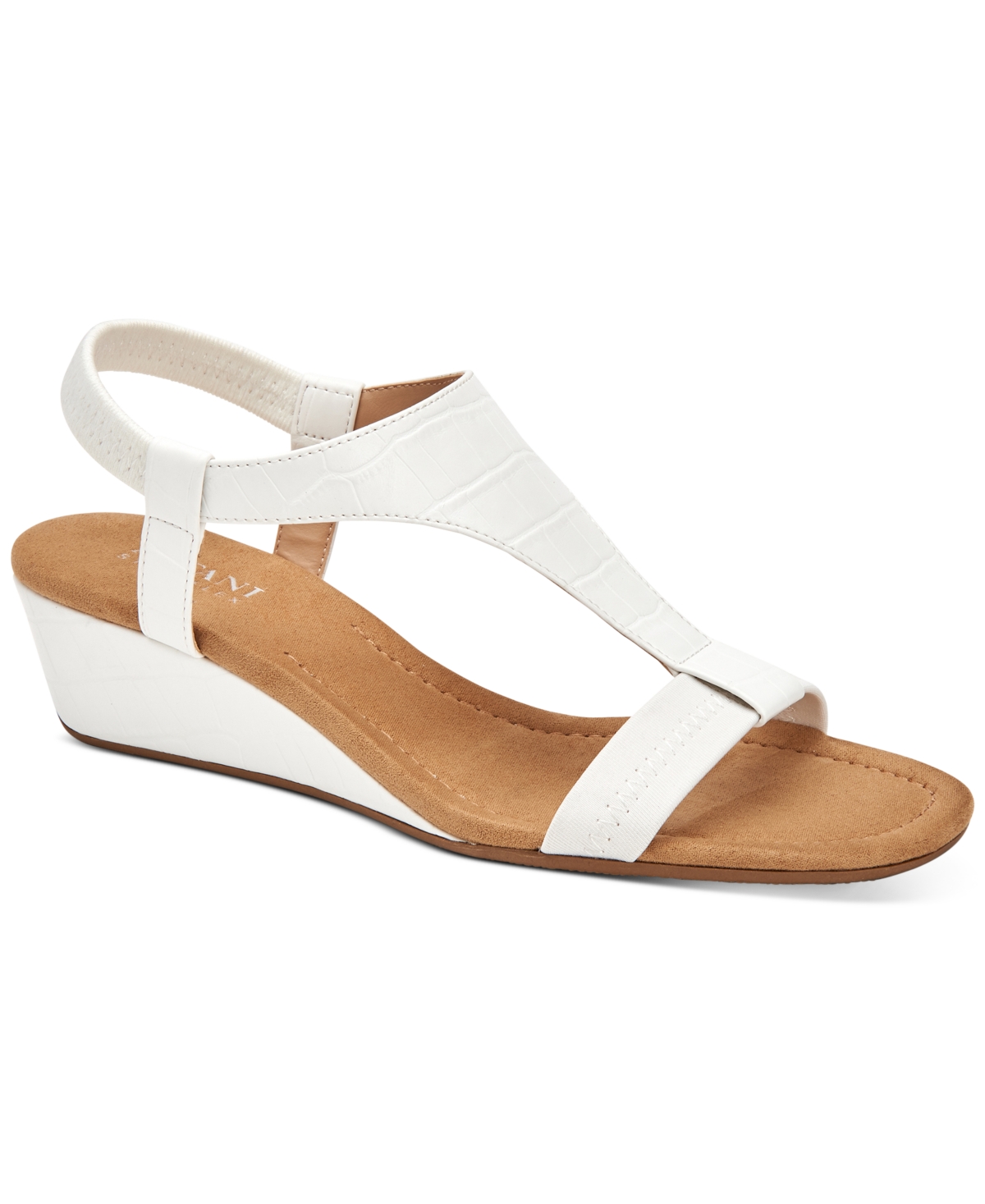 Alfani Women's Step 'n Flex Vacanzaa Wedge Sandals, Created For Macy's In White Croc