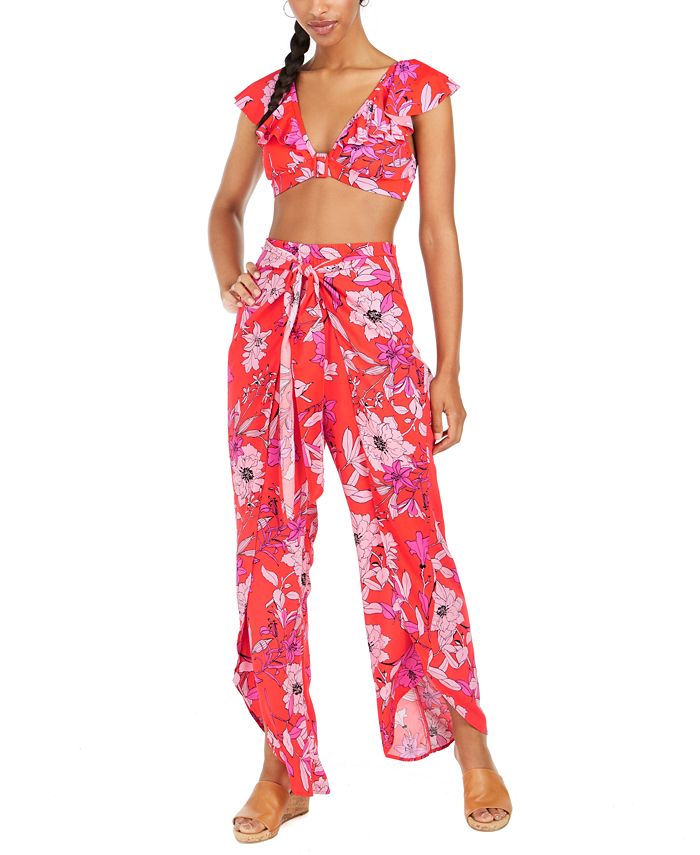 Bar III Floral Swim Cover-Up Pants, Created for Macy's - Macy's