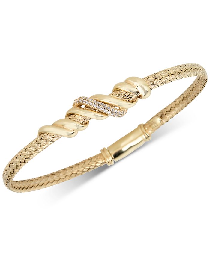 14K Rose Gold & White Gold Twisted Bangle Bracelet