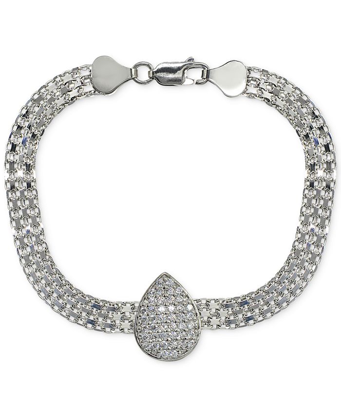 Macy's Cubic Zirconia Teardrop Bismark Chain Bracelet in Sterling