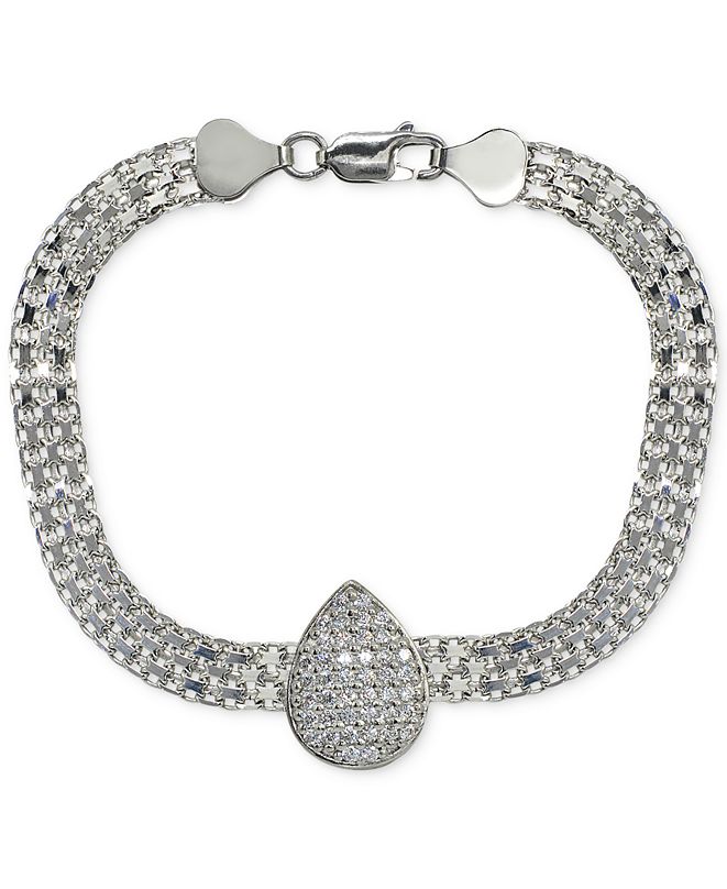 Macy's Cubic Zirconia Teardrop Bismark Chain Bracelet in Sterling