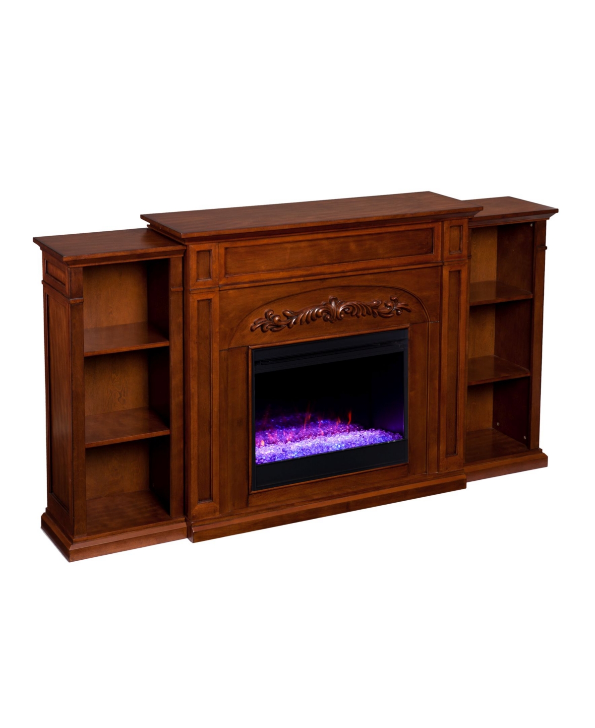 Southern Enterprises Cardewell Color Changing Fireplace with Bookcases