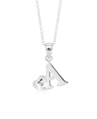 Rhona Sutton - Children's Initial Heart Pendant Necklace in Sterling Silver