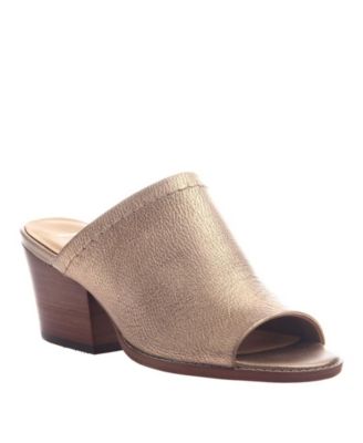gold mules block heel