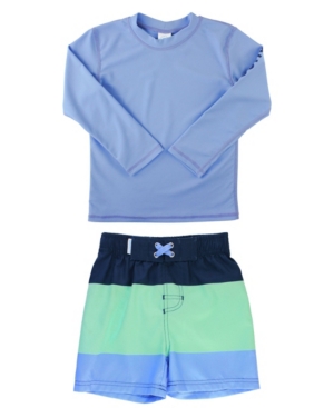 RuggedButts Toddler and Little Boys Long Sleeve Rash Guard Swim Trunk Set