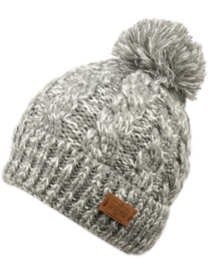 image of Angela & William Cable Pom Beanie with Sherpa Lining