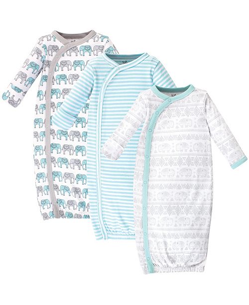 Touched By Nature Baby Boy Organic Kimono Gown 3 Pack