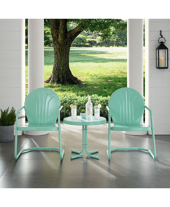 Crosley Griffith 3 Piece Metal Outdoor Conversation Seating Set - Two ...