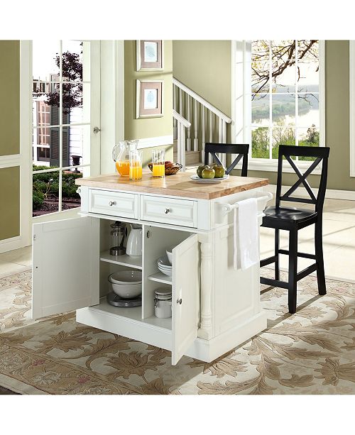 Crosley Oxford Butcher Block Top Kitchen Island Finish ...
