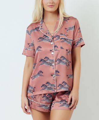 KILO BRAVA - Simulated Silk Satin Short Sleeve Pajama Set