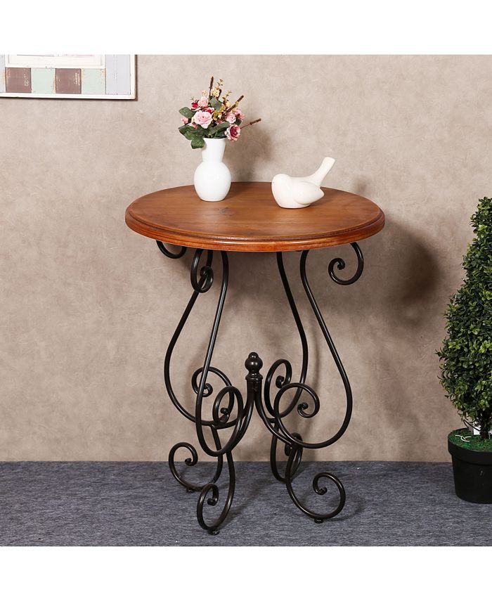 Luxen Home Round Deco Scroll End Table Macy's