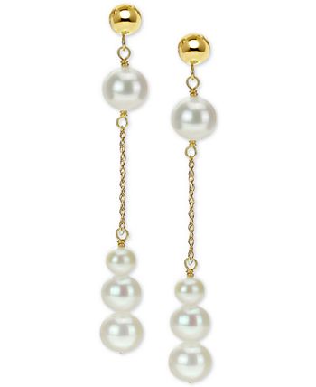 Macy's - Cultured Freshwater Pearl Dangle Drop Earrings (4-8mm) in 14k Gold