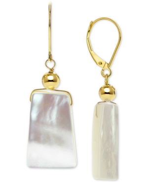 image of Mother-of-Pearl Drop Earrings in 14k Gold