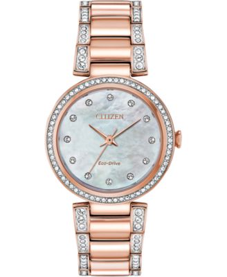 Citizen - Women's Silhouette Pink Gold-Tone Stainless Steel & Crystal Bracelet Watch 28mm