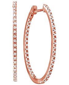 Diamond Medium In & Out Hoop Earrings (1/4 ct. t.w.) in 14k Rose Gold-Plated Sterling Silver, 1.1"