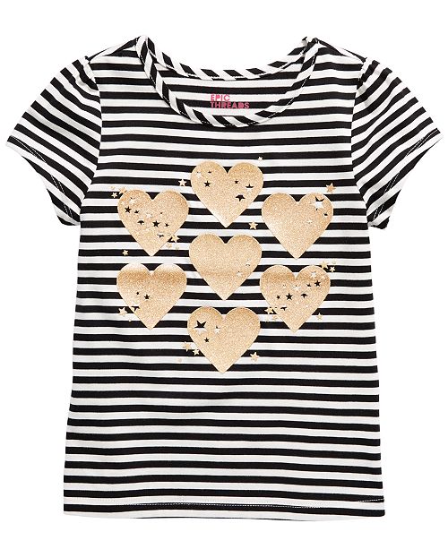 Toddler Girls Striped Heart Print T Shirt Created For Macy S