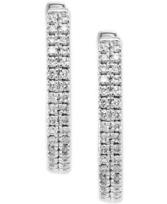 EFFY&reg; Diamond Small Double Row Hoop Earrings (1/5 ct. t.w.) in Sterling Silver or 14k Gold-Plated Sterling Silver
