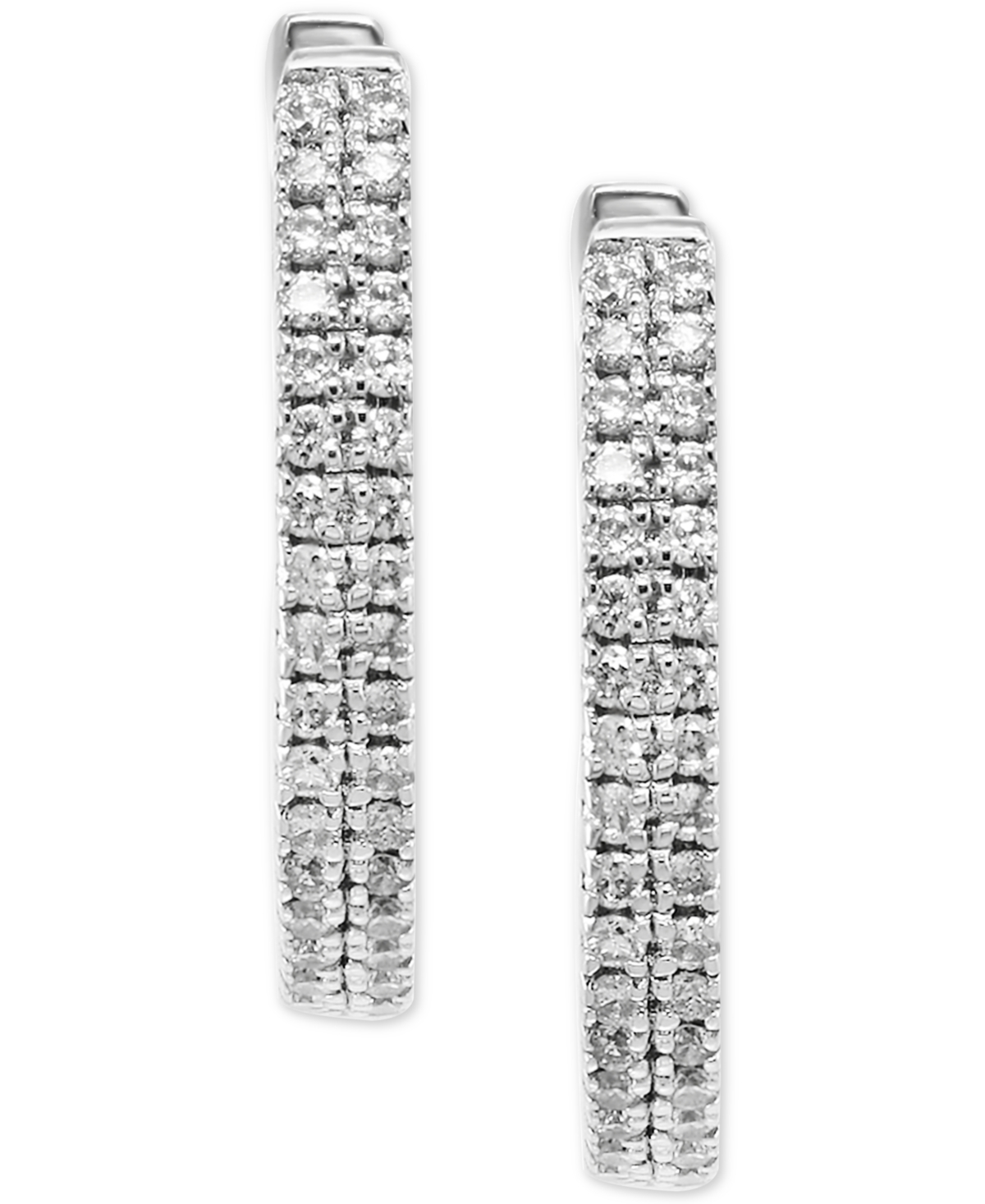 Effy Diamond Double Row Hoop Earrings (1/5 ct. t.w.) or 14k Gold-Plated Sterling Silver - Sterling Silver
