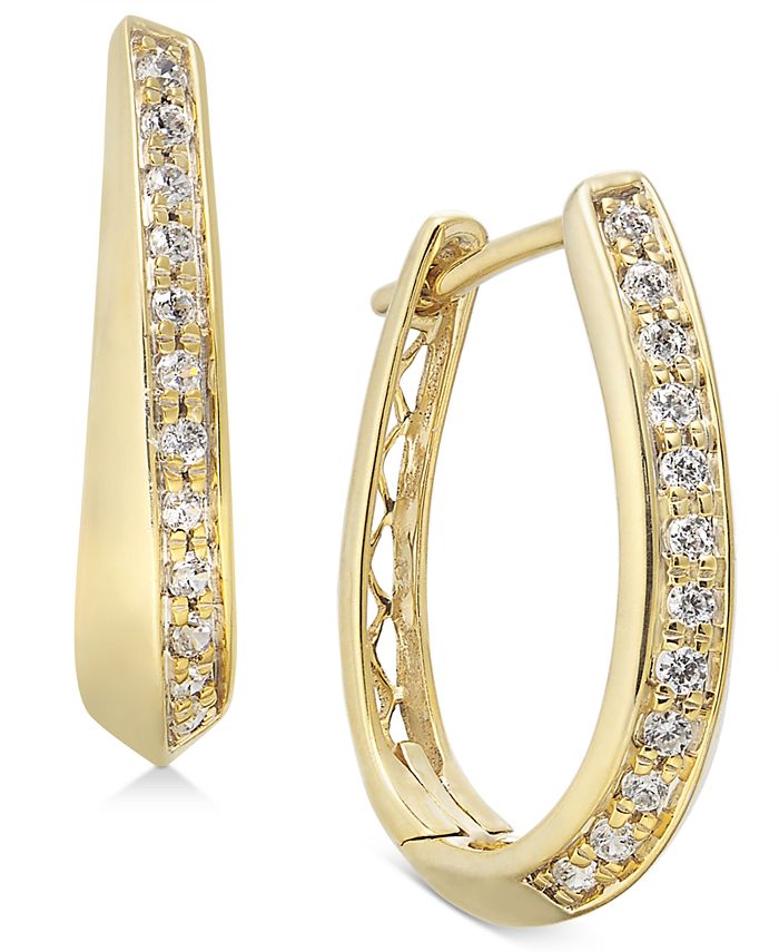 Macy's Diamond Oval Hoop Earrings (1/4 ct. t.w.) in 14k Gold - Macy's