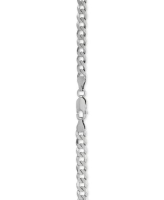 Flat Curb Link 24" Chain Necklace in Sterling Silver