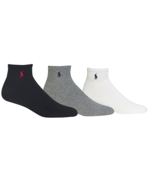 Polo Ralph Lauren Men's Socks Extended Size Classic Athletic Quarter 3 Pack