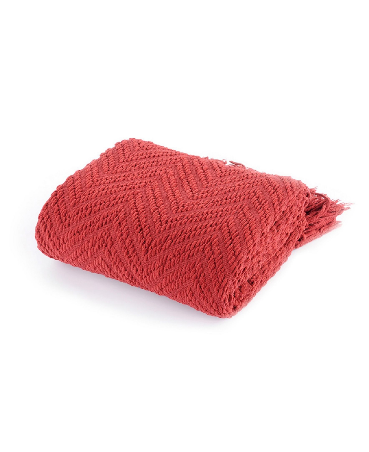 Battilo Knit Zig Zag Textured Woven Micro Chenille Throw, Extra Large In Red