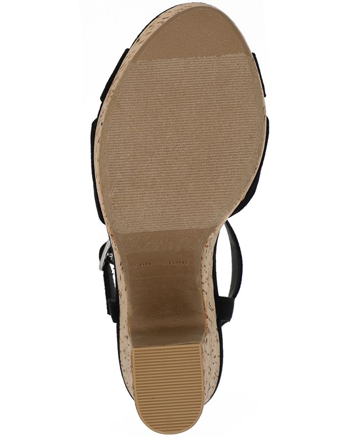 Sun + Stone Jamie T-Strap Platform Dress Sandals, Created for Macy's ...