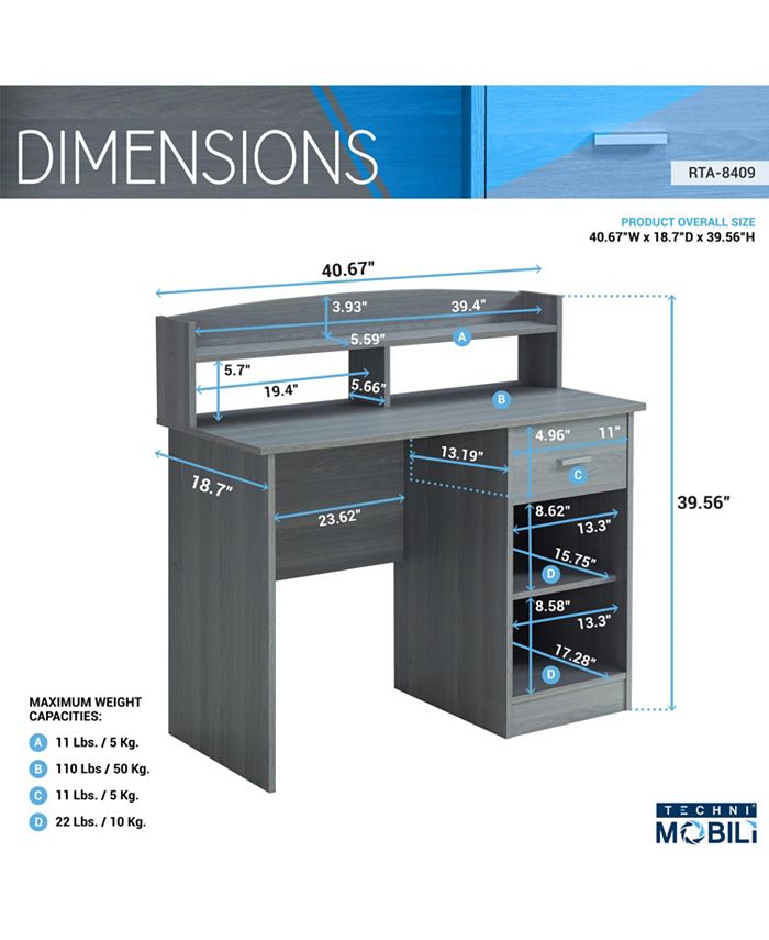 RTA Products Techni Mobili Office Desk w/ Hutch - Macy's