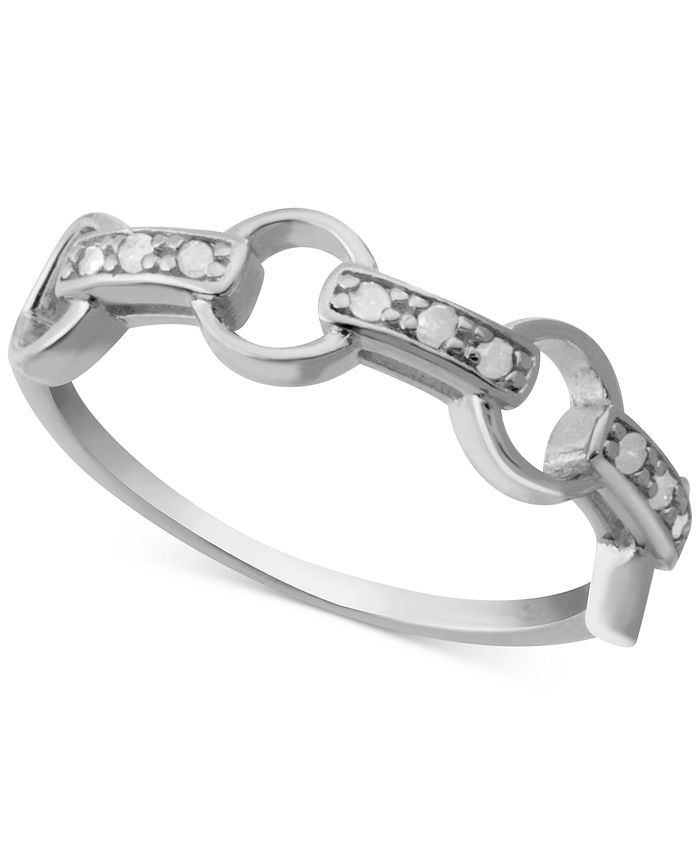 Macy's - Diamond Open Circle Link Statement Ring (1/10 ct. t.w.) in Sterling Silver