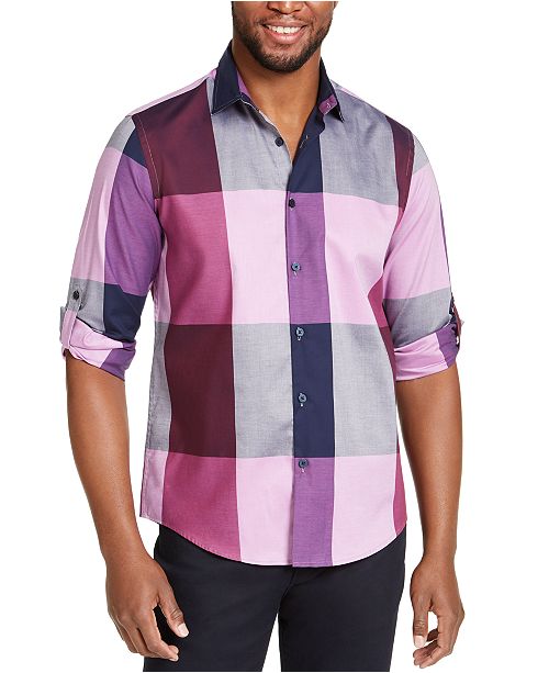Alfani Men S Plaid Long Sleeve Shirt Classic Fit Created For