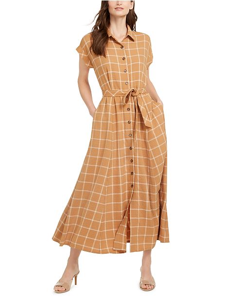 Calvin Klein Plaid Gauze Maxi Dress Reviews Dresses Women