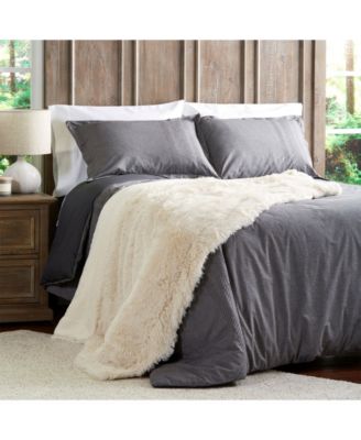 Faux-Rabbit Reversible Oversized Throw, 60" x 70"