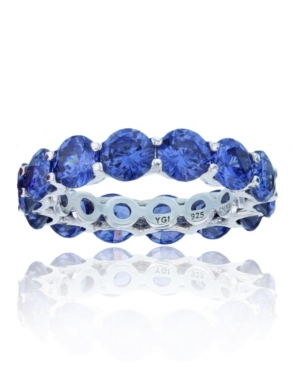 image of Dark Purple Cubic Zirconia Eternity Band in Rhodium Plated Sterling Silver