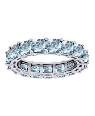 Macy's Created Light Blue Spinel Princess Cut Eternity Band in Rhodium ...
