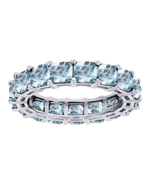 Created light Blue Spinel Eternity Band in Rhodium Plated Sterling Silver