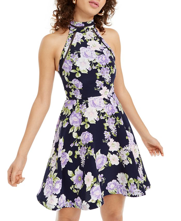 B Darlin Juniors' Allover-Floral Dress - Macy's