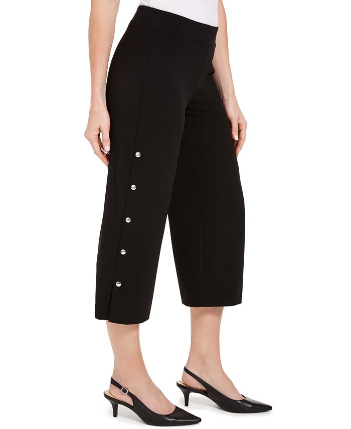 JM Collection Crepe Snap Wide-Leg Capri Pants, Created for Macy's - Macy's