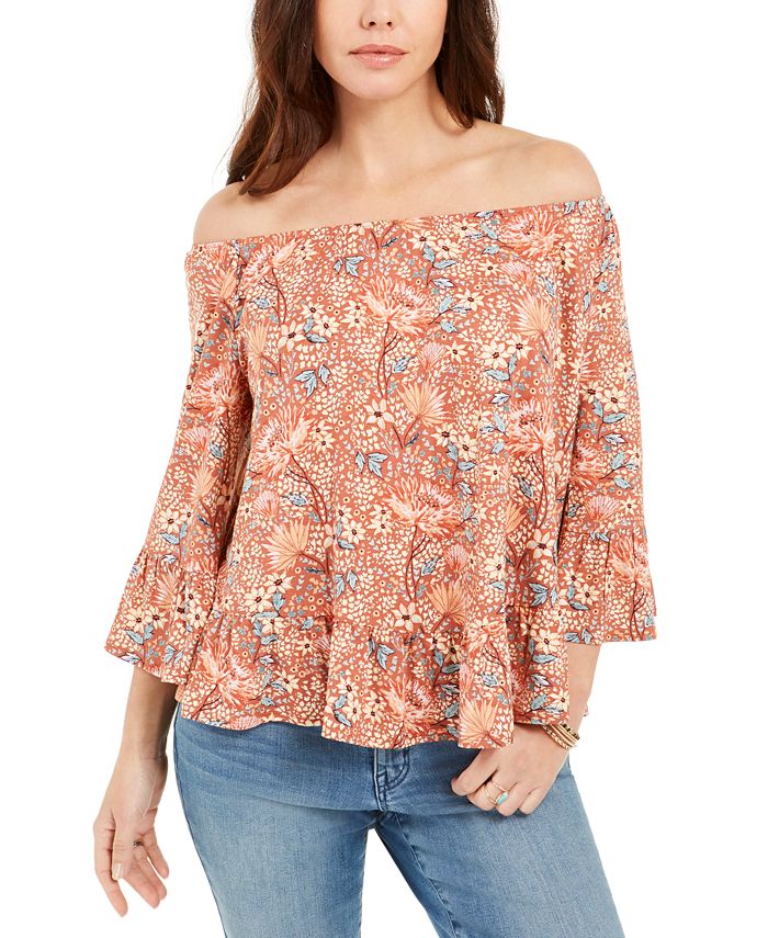 Style & Co Printed Off-The-Shoulder Top, Created for Macy's - Macy's
