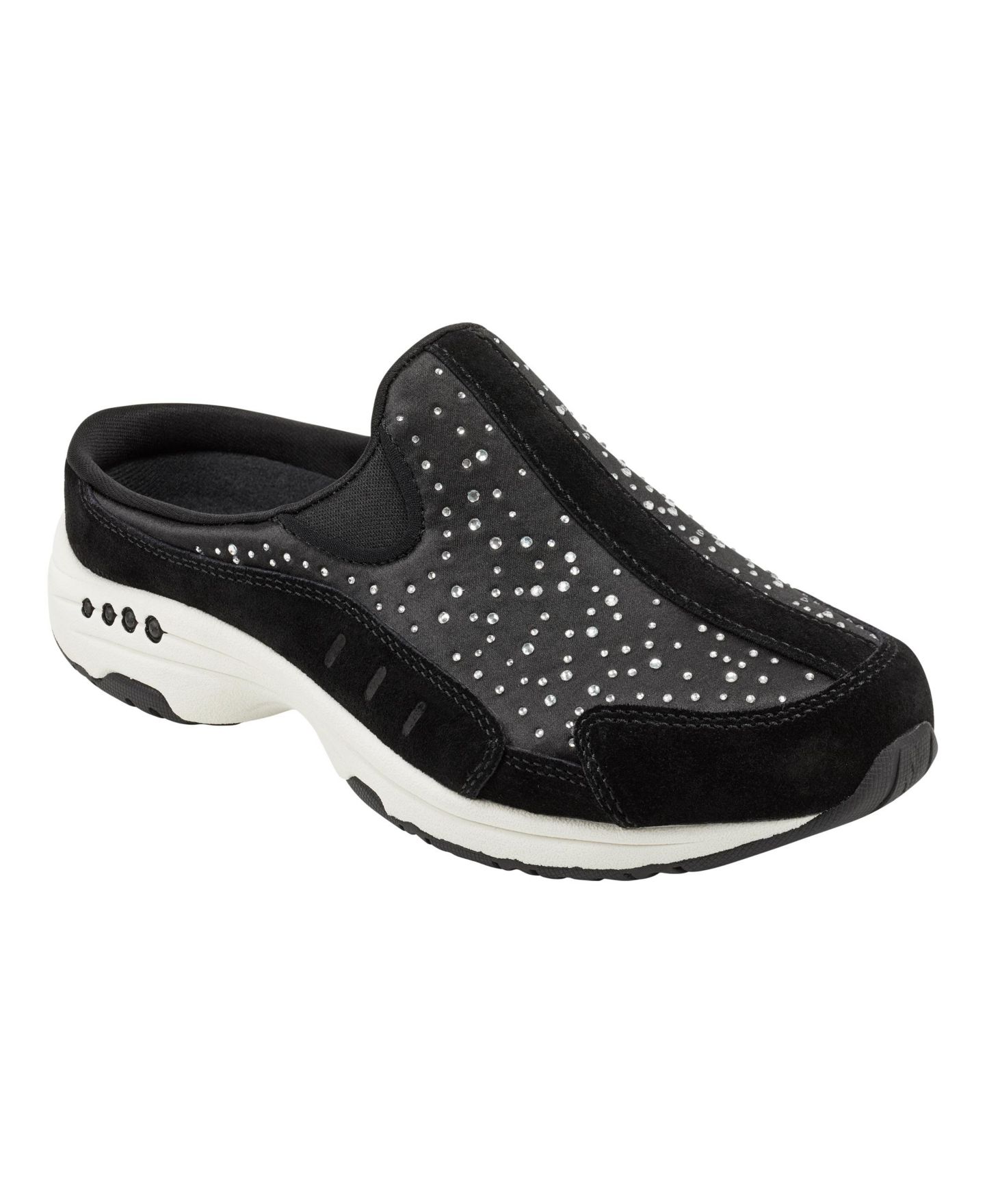 Женские сабо Easy Spirit Travelstones Rhinestone Slip-On Mules, цвет: Чёрный — фото 1