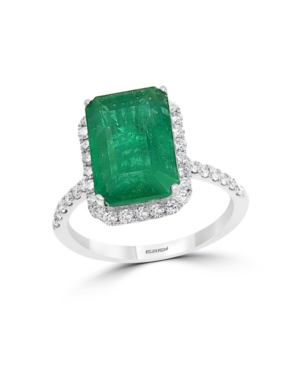 image of Effy Emerald (4 7/8 ct. t.w.) and Diamond (1/2 ct. t.w.) Ring in 14k White Gold