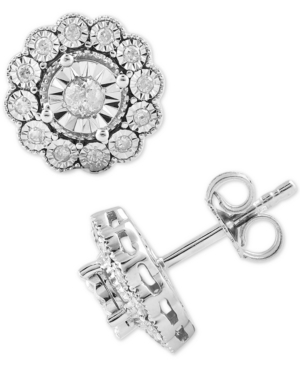 image of Diamond Flower Stud Earrings (1/3 ct. t.w.) in Sterling Silver