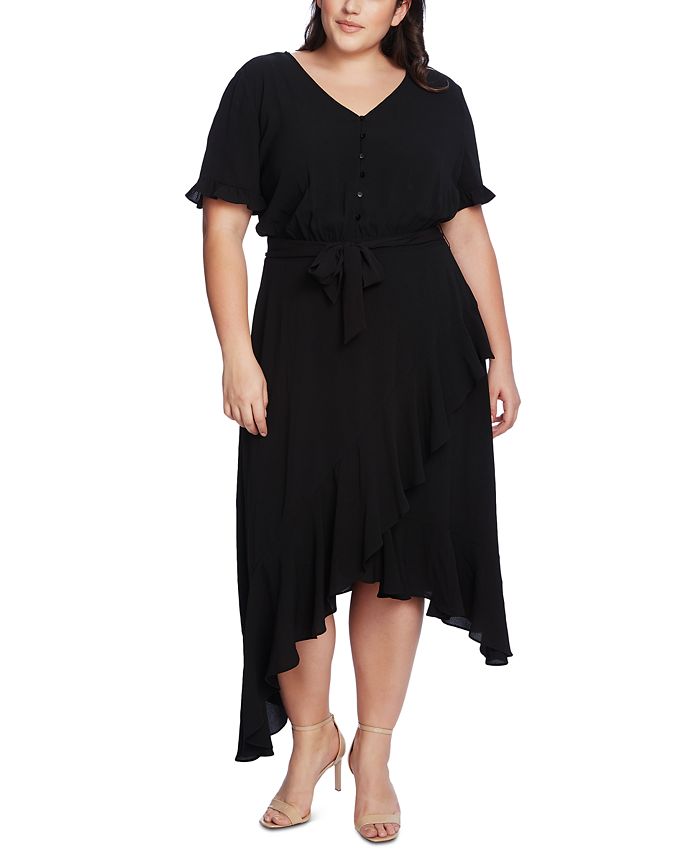 CeCe Plus Size Ruffled-Sleeve Asymmetrical-Hem Dress & Reviews ...