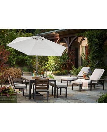 Furniture - Stockholm Outdoor Aluminum 9-Pc. Dining Set (61" Square Dining Table & 8 Swivel Rocker Chairs) with Sunbrella&reg; Cushions