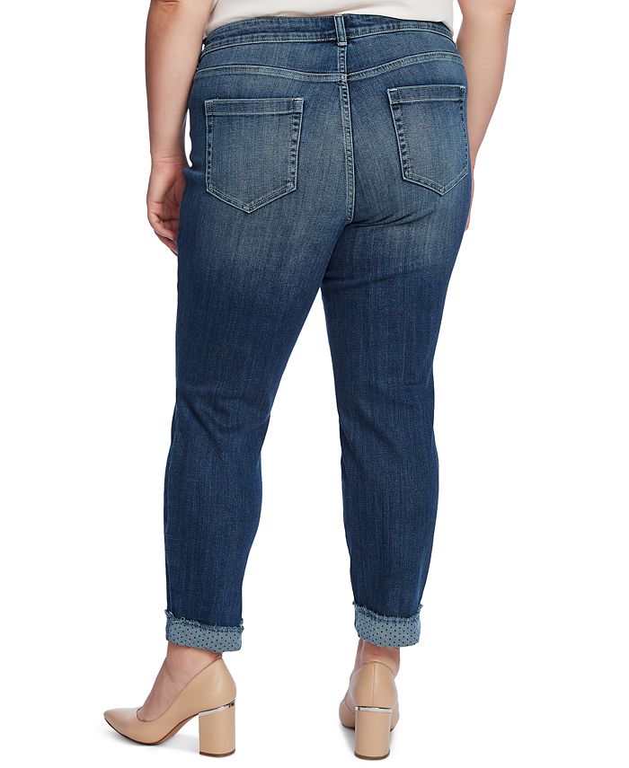 CeCe Plus Size 5 Pocket Jean with Polkadot Cuff - Macy's