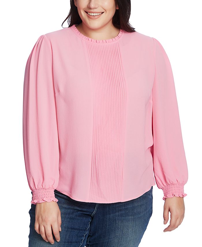 CeCe Plus Size Ruffled Pintucked Top - Macy's