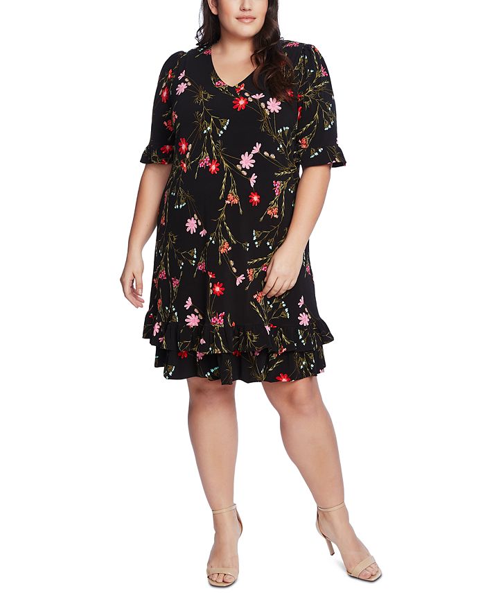 CeCe Plus Size Ruffled Floral-Print Dress - Macy's