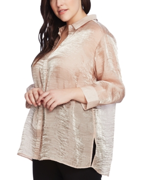 VINCE CAMUTO PLUS SIZE SHIMMERING ORGANZA BLOUSE